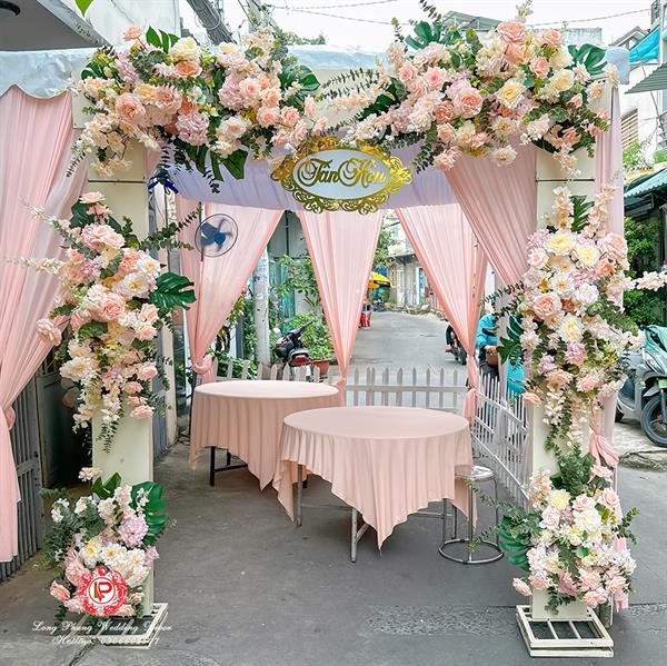 Cổng Hoa Cưới -Alu Hồng Vàng  