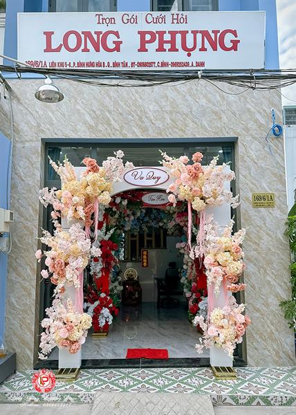 Cổng Hoa Cưới - Alu Kem Hồng