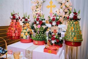 Mâm Quả  Cưới Hỏi - Gói 6 Quả Kết Tháp Rồng Phụng Hoa Tươi