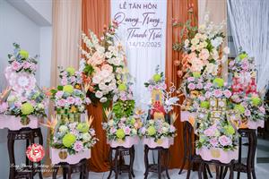 Mâm Quả  Cưới Hỏi - Gói 6 Quả Hiện Đại Tone Hồng Pastel & Xanh Cốm