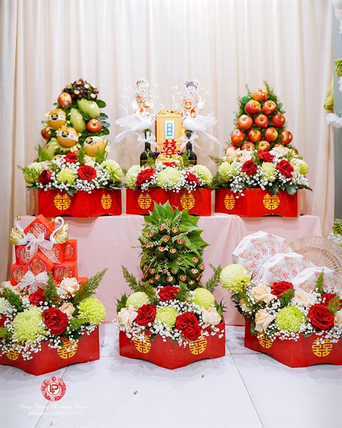 Mâm Quả  Cưới Hỏi - Gói 6 Quả Kết Tháp Rồng Phụng Hoa Tươi