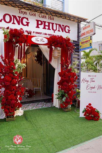Cổng Hoa Cưới - Alu Đỏ Trắng 