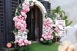 Cổng Hoa  Cưới - Tròn Hồng Phấn Trắng